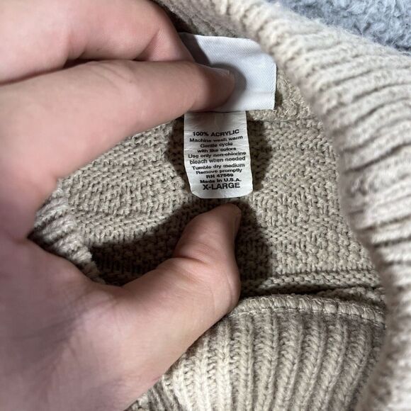 Vintage Basic Editions Pullover Knit Sweater Beige XL Neutral Basic Cottagecore - Picture 3 of 7